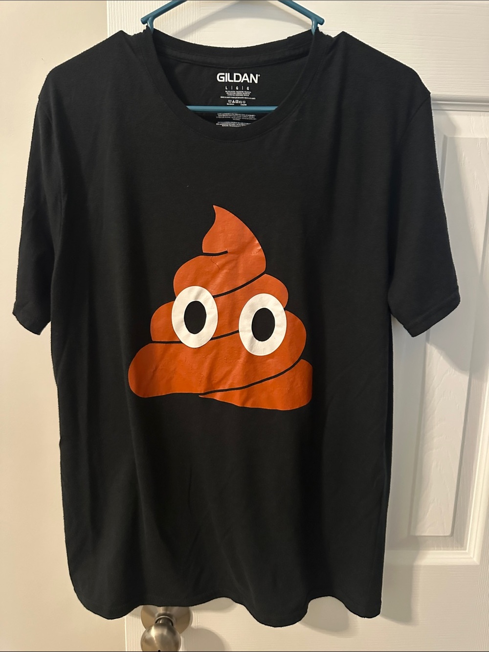 Gildan Black T-Shirt with Orange Poop Emoji Graphic
